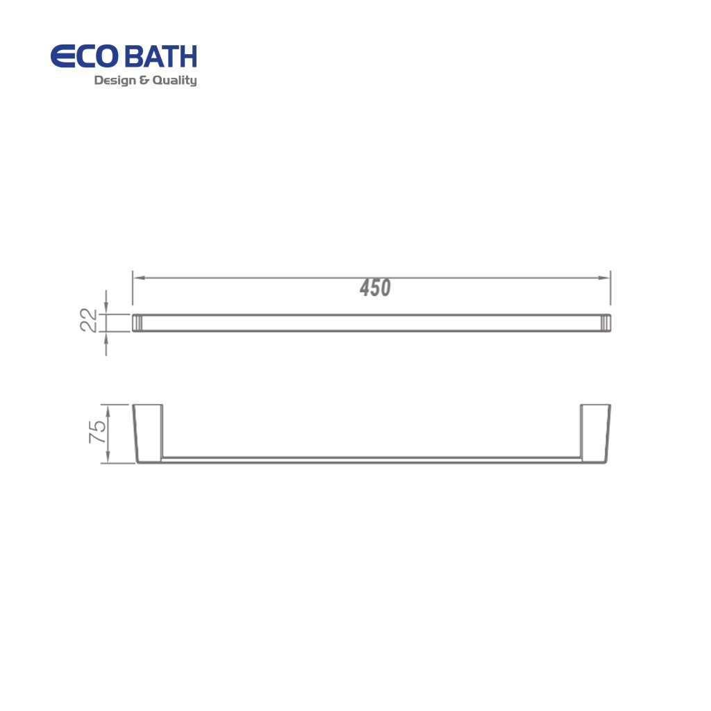Bản vẽ thanh vắt khăn đơn Ecobath EC211-08-45