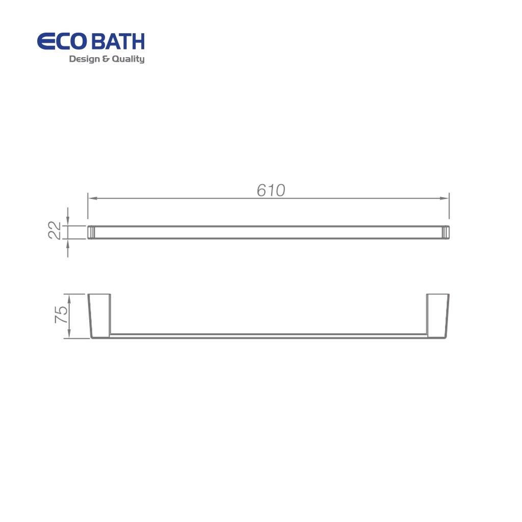 Bản vẽ thanh vắt khăn đơn Ecobath EC211-08