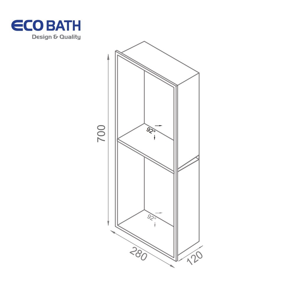 Bản vẽ hộc tủ âm tường Ecobath EC9003B