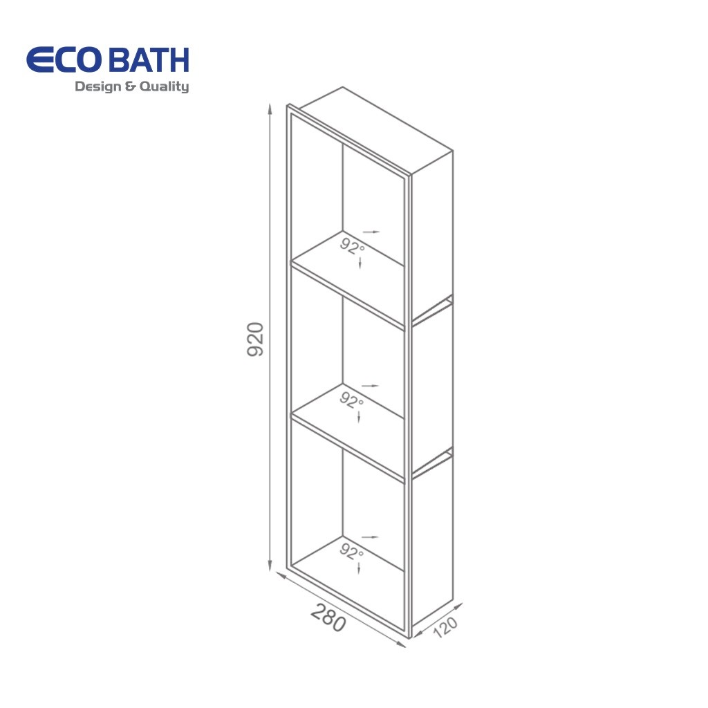 Bản vẽ hộc tủ âm tường Ecobath EC9004B