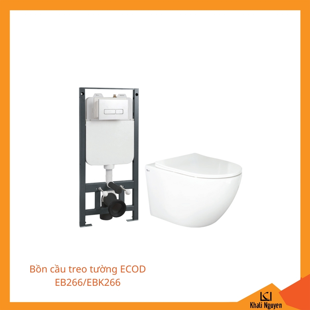 Bồn cầu treo tường ECOD EB266/EBK266 | Bồn cầu Rimless dễ vệ sinh | Hệ thống xả Tornado 3L/4.5L
