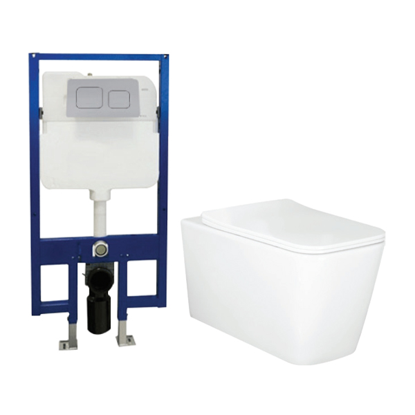 Bồn cầu treo tường ECOD EB288/EBK288 | Thiết kế treo tường hiện đại tối ưu diện tích | Khung két âm tường chịu tải cao