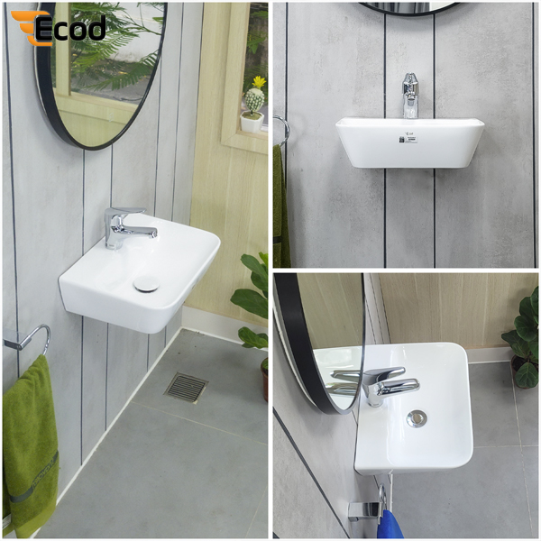 Chậu treo tường ECOD EC146 | Không thoát tràn | Men S-Ceramic