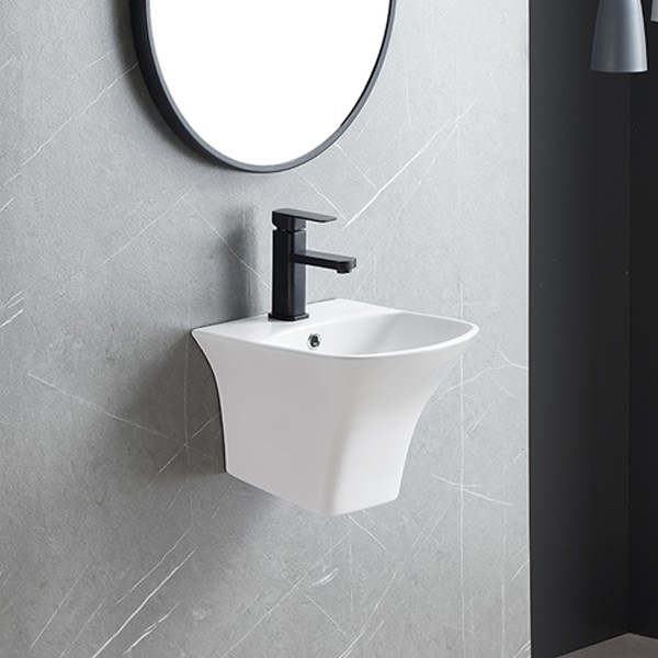 Chậu treo tường liền chân ECOD EC5200D | Có thoát tràn | Kiểu vuông gọn