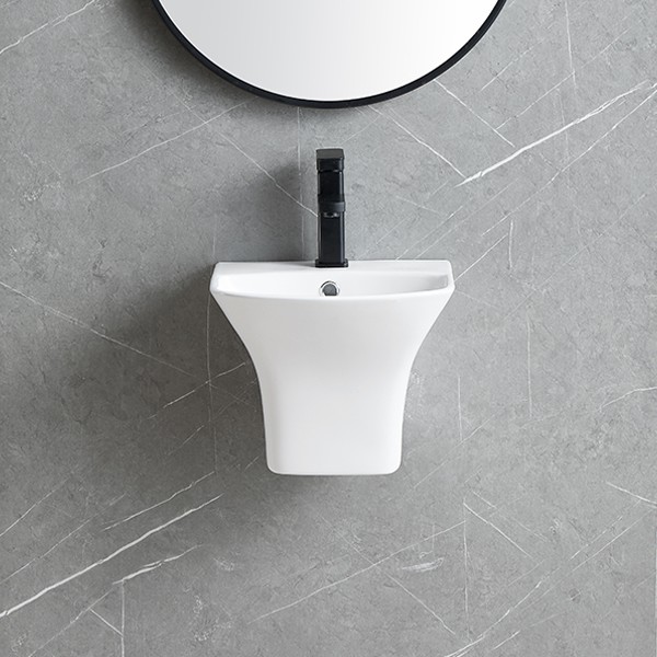 Chậu treo tường liền chân ECOD EC5200D | Có thoát tràn | Kiểu vuông gọn