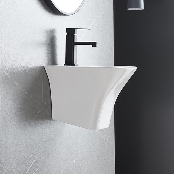 Chậu treo tường liền chân ECOD EC5200D | Có thoát tràn | Kiểu vuông gọn