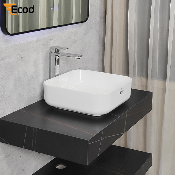 Chậu đặt bàn ECOD EC5700 | Kiểu vuông cân đối | Không thoát tràn