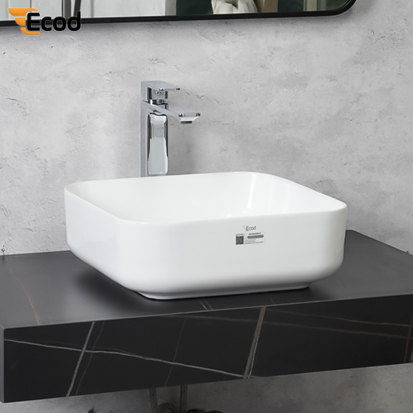 Chậu đặt bàn ECOD EC5700 | Kiểu vuông cân đối | Không thoát tràn