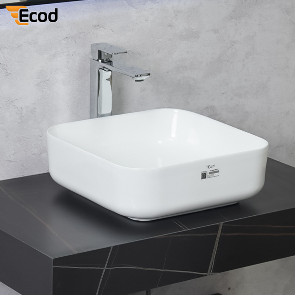 Chậu đặt bàn ECOD EC5700 | Kiểu vuông cân đối | Không thoát tràn
