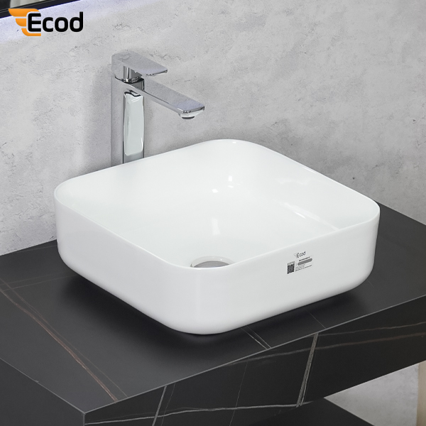 Chậu đặt bàn ECOD EC5700 | Kiểu vuông cân đối | Không thoát tràn