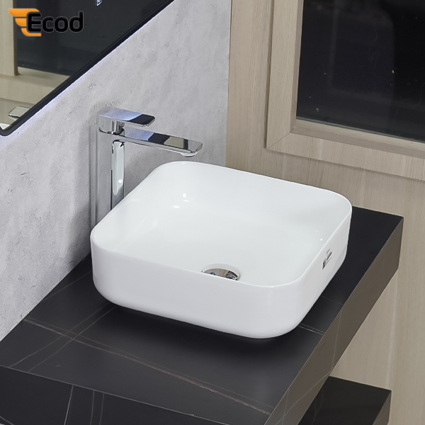 Chậu đặt bàn ECOD EC5700 | Kiểu vuông cân đối | Không thoát tràn