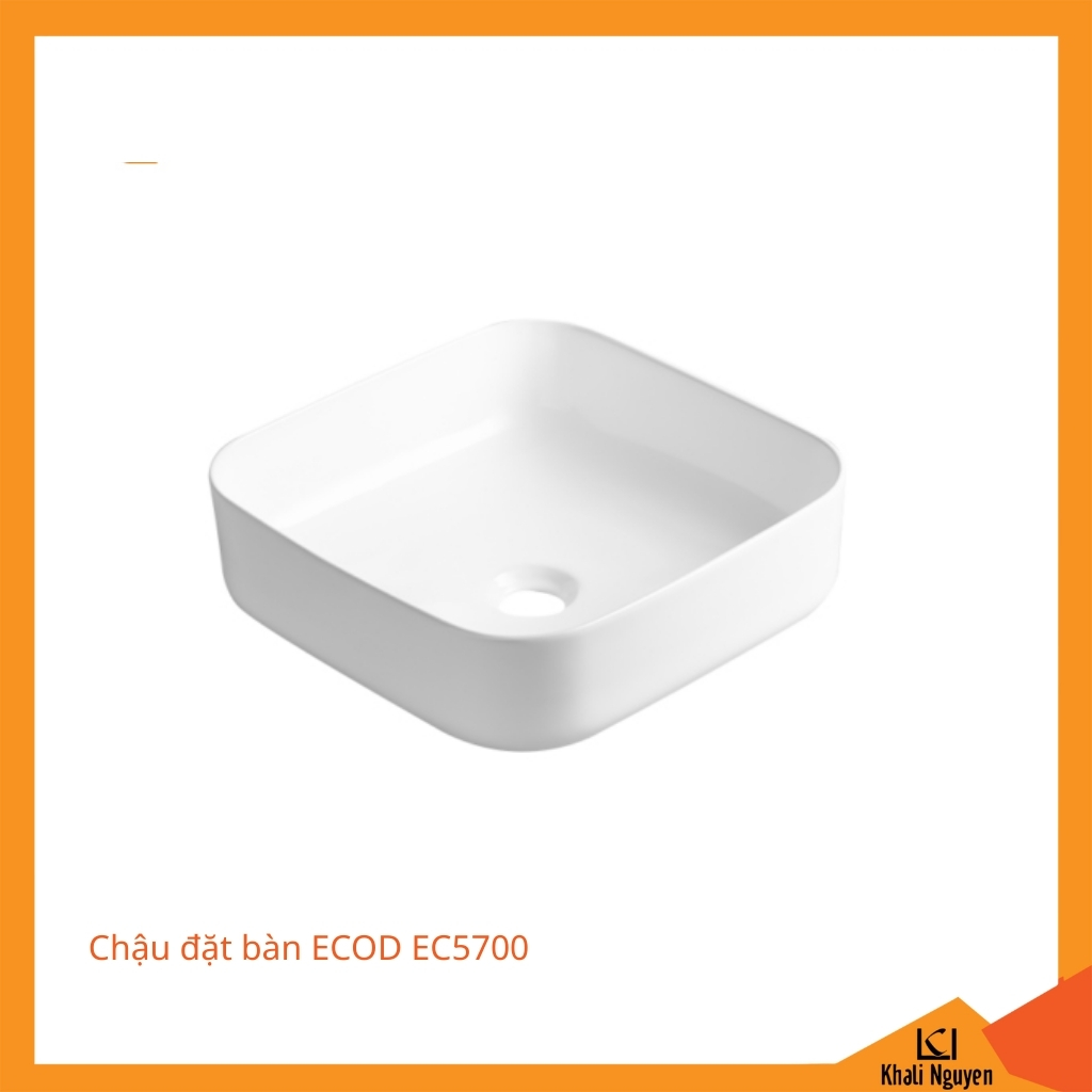 Chậu đặt bàn ECOD EC5700 | Kiểu vuông cân đối | Không thoát tràn
