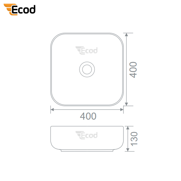 Chậu đặt bàn ECOD EC5700 | Kiểu vuông cân đối | Không thoát tràn