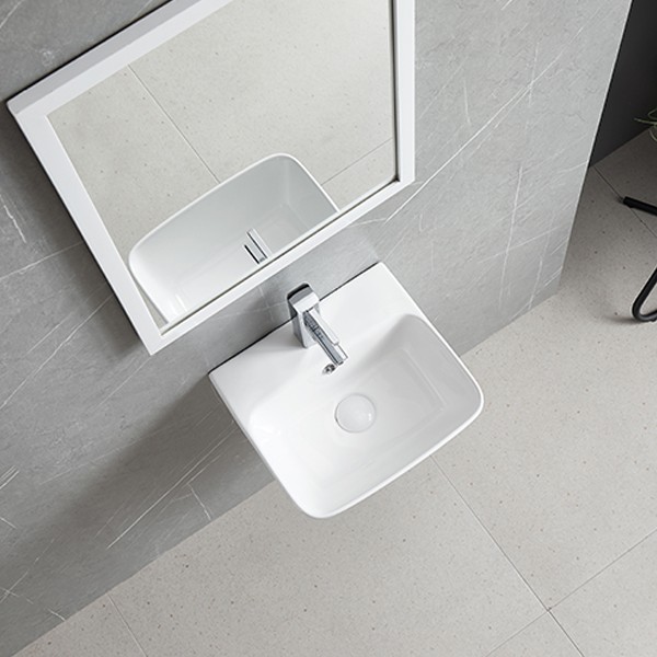 Chậu treo tường liền chân ECOD EC5800D | Có thoát tràn | Thiết kế thân sâu