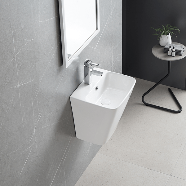 Chậu treo tường liền chân ECOD EC5800D | Có thoát tràn | Thiết kế thân sâu