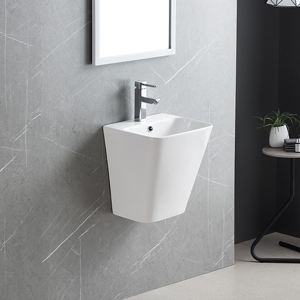 Chậu treo tường liền chân ECOD EC5800D | Có thoát tràn | Thiết kế thân sâu