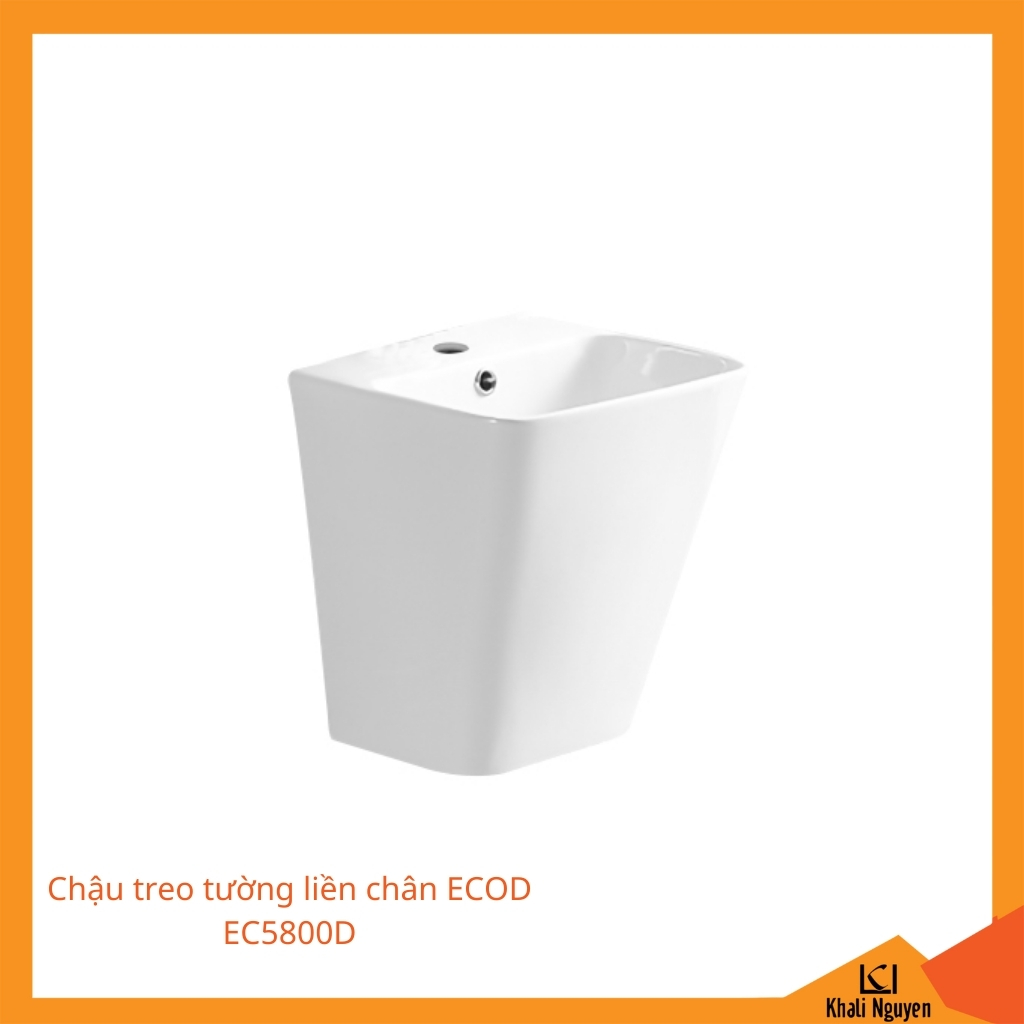 Chậu treo tường liền chân ECOD EC5800D | Có thoát tràn | Thiết kế thân sâu