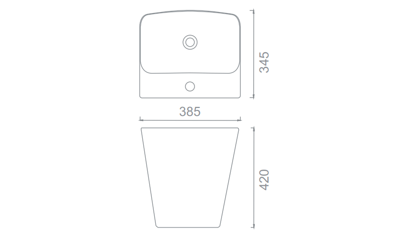Chậu treo tường liền chân ECOD EC5800D | Có thoát tràn | Thiết kế thân sâu