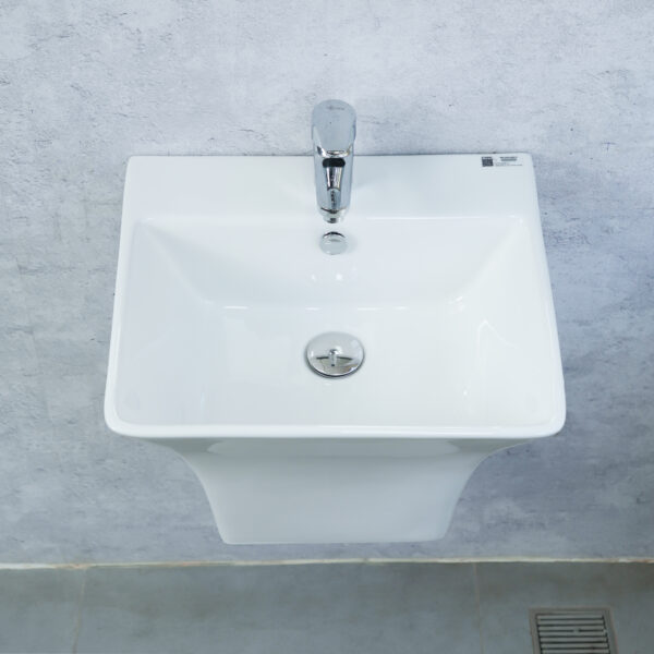 Chậu treo tường liền chân ECOD EC6002 | Có thoát tràn | Bề ngang 525 mm