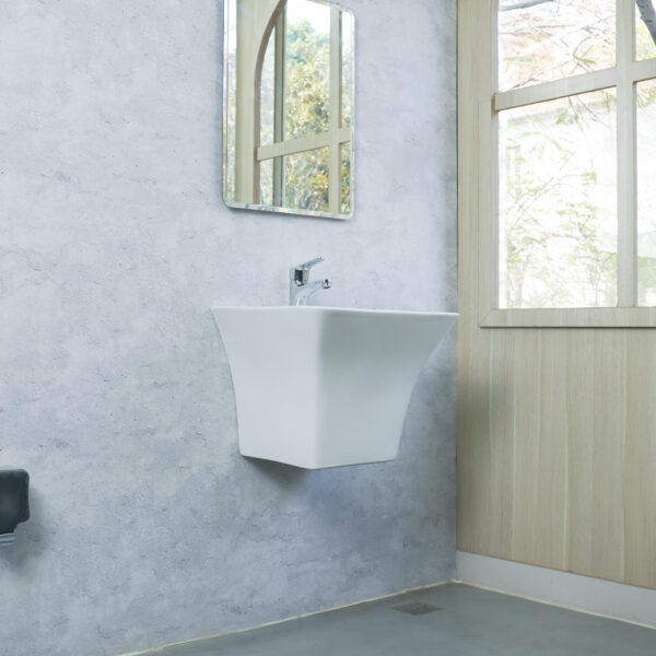 Chậu treo tường liền chân ECOD EC6002 | Có thoát tràn | Bề ngang 525 mm