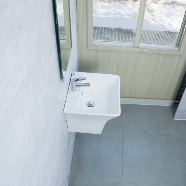 Chậu treo tường liền chân ECOD EC6002 | Có thoát tràn | Bề ngang 525 mm