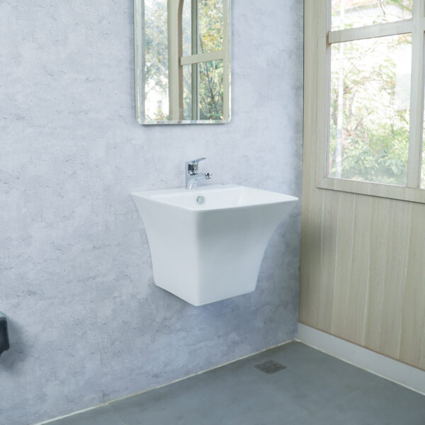 Chậu treo tường liền chân ECOD EC6002 | Có thoát tràn | Bề ngang 525 mm