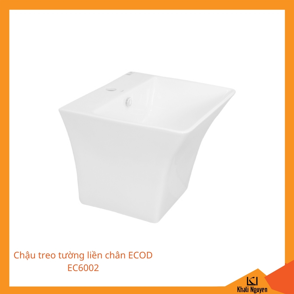 Chậu treo tường liền chân ECOD EC6002 | Có thoát tràn | Bề ngang 525 mm