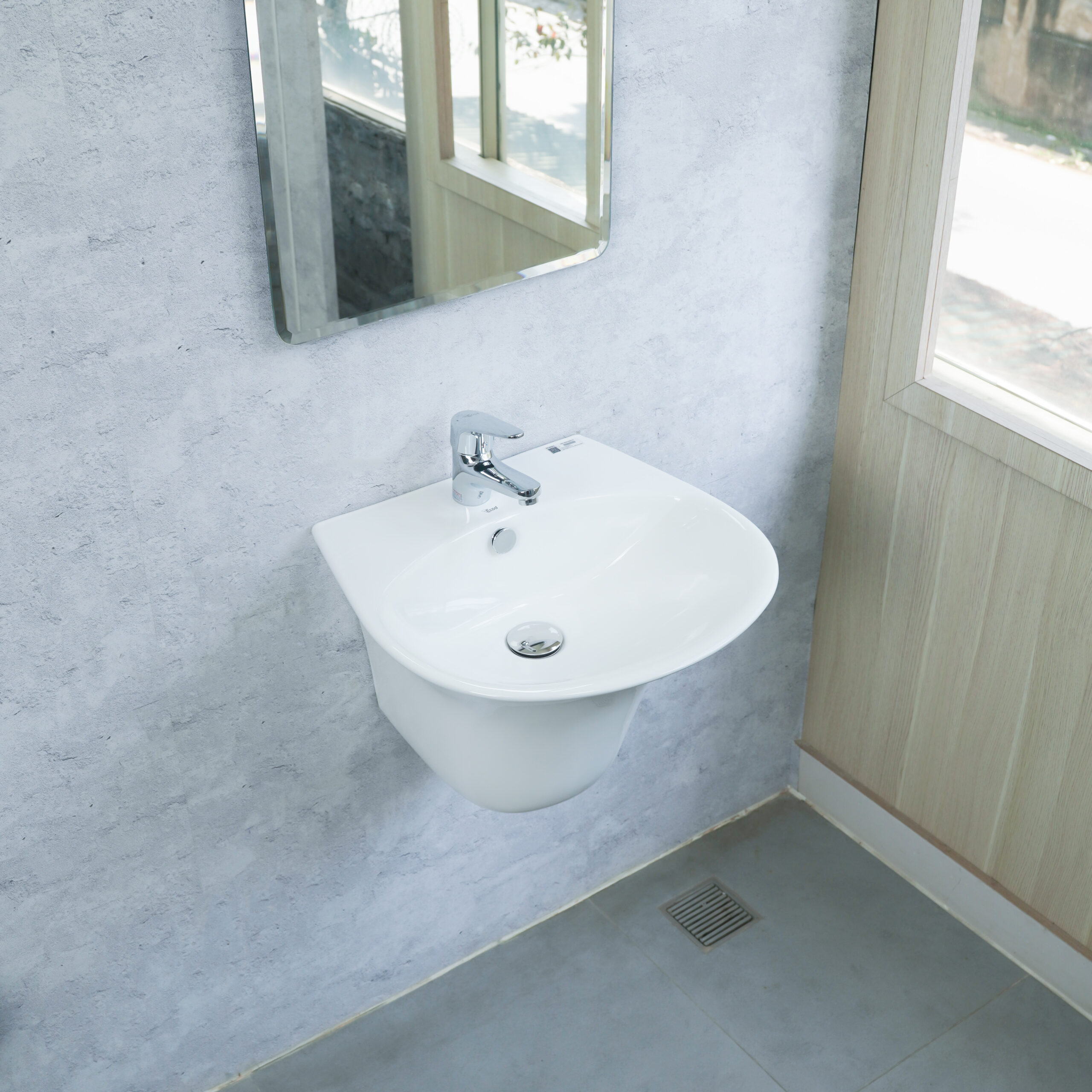 Chậu treo tường liền chân ECOD EC6003 | Có thoát tràn | Thiết kế thanh lịch