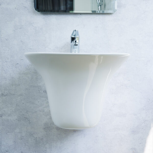 Chậu treo tường liền chân ECOD EC6003 | Có thoát tràn | Thiết kế thanh lịch