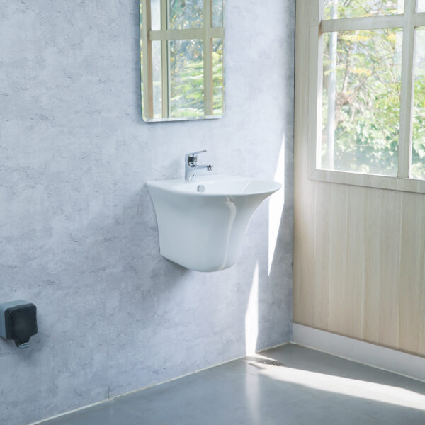 Chậu treo tường liền chân ECOD EC6003 | Có thoát tràn | Thiết kế thanh lịch