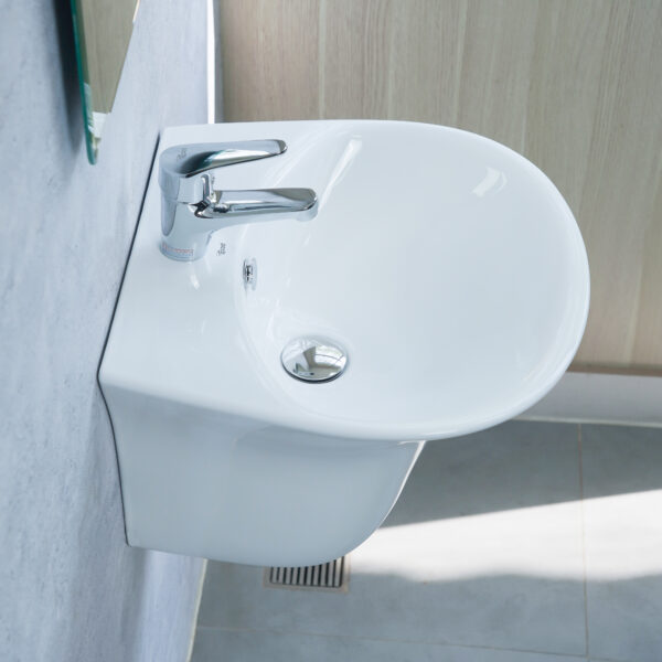 Chậu treo tường liền chân ECOD EC6003 | Có thoát tràn | Thiết kế thanh lịch