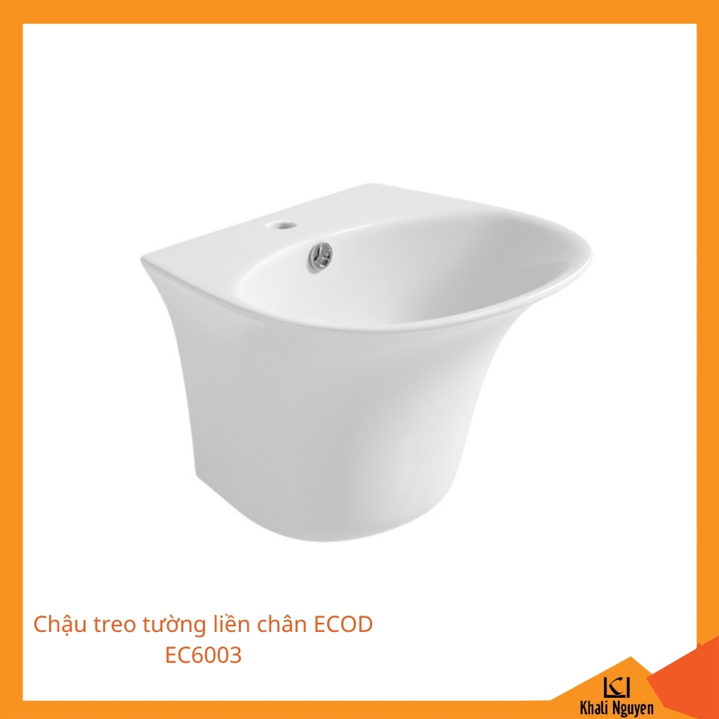 Chậu treo tường liền chân ECOD EC6003 | Có thoát tràn | Thiết kế thanh lịch