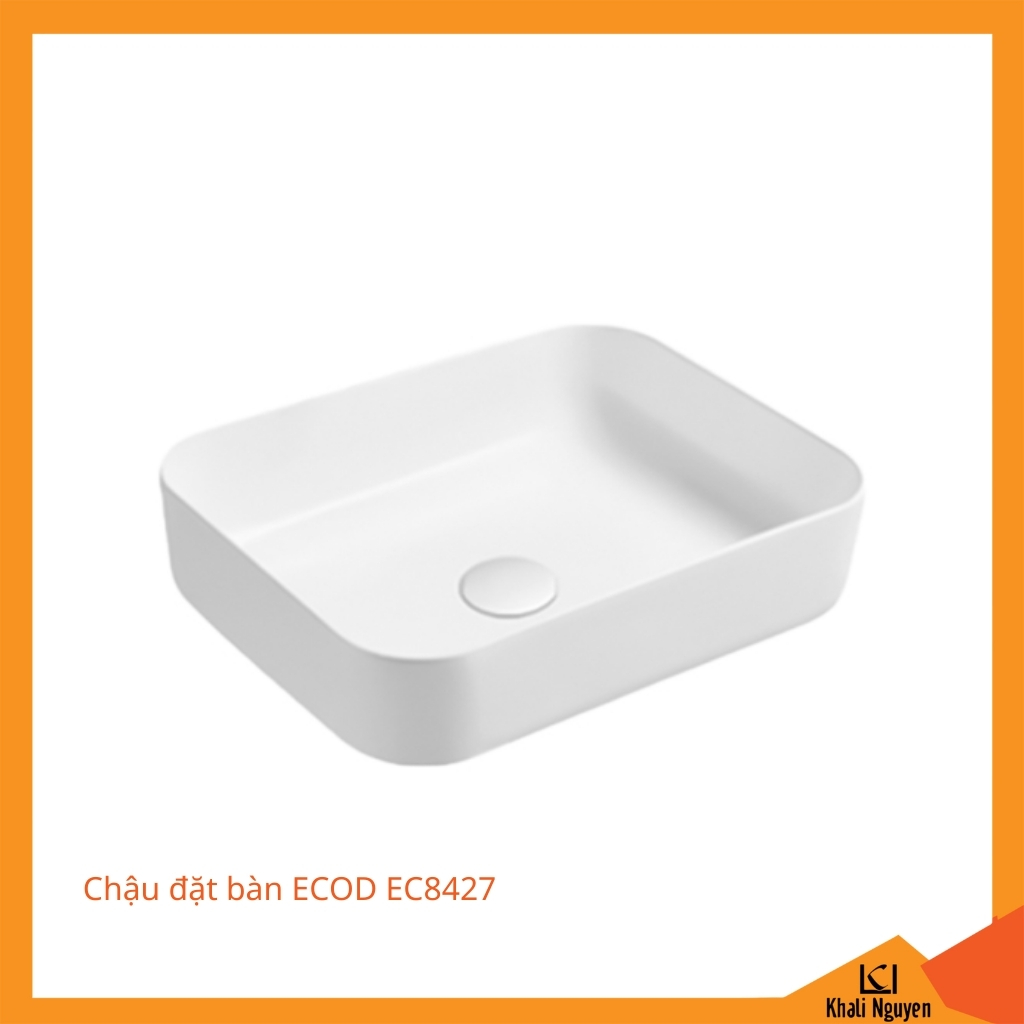 Chậu đặt bàn ECOD EC8427 | Kiểu chữ nhật bo góc | Không thoát tràn