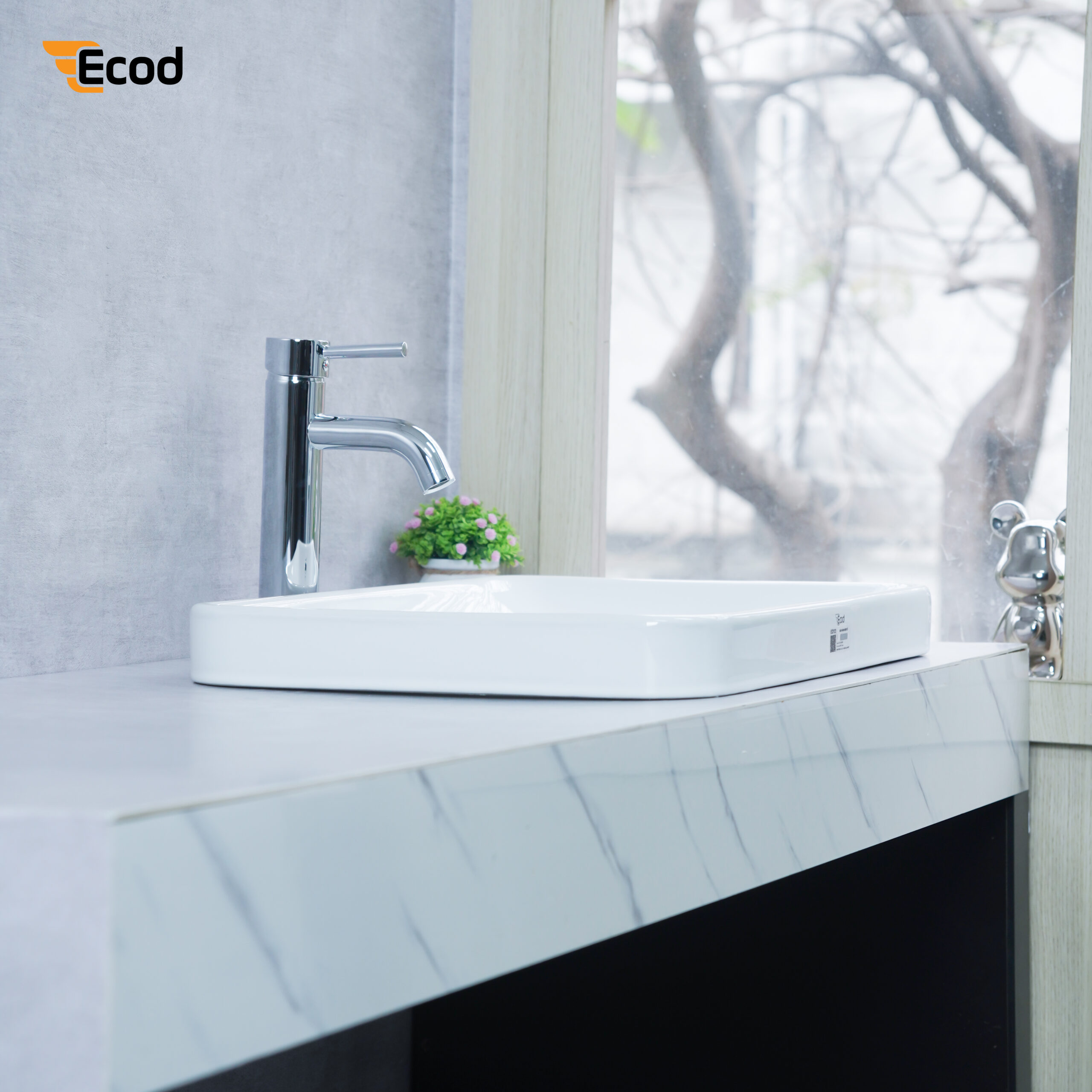 Chậu đặt bàn ECOD ECD122 | Có thoát tràn | Thiết kế thanh gọn