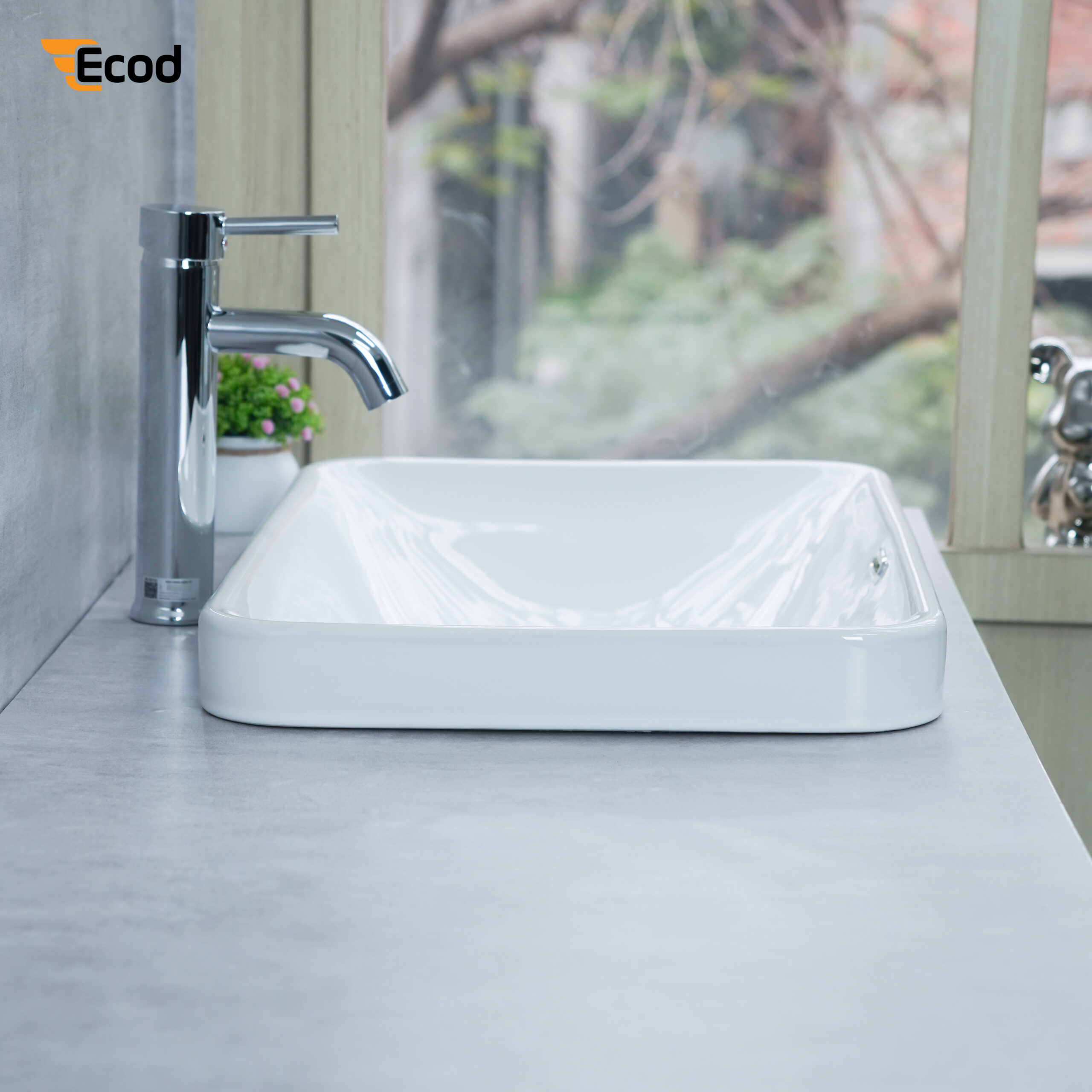 Chậu đặt bàn ECOD ECD122 | Có thoát tràn | Thiết kế thanh gọn