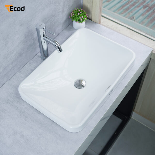 Chậu đặt bàn ECOD ECD122 | Có thoát tràn | Thiết kế thanh gọn