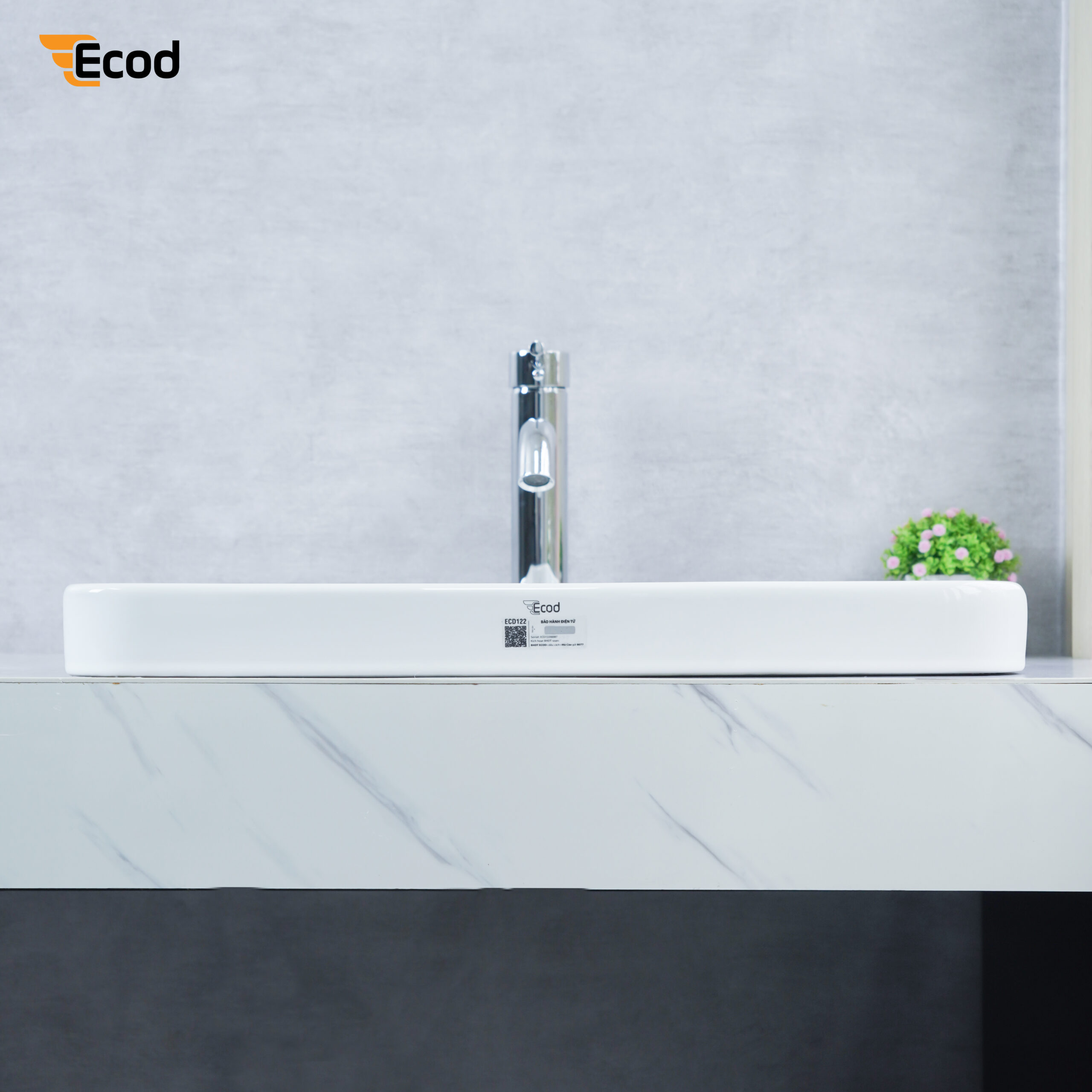 Chậu đặt bàn ECOD ECD122 | Có thoát tràn | Thiết kế thanh gọn