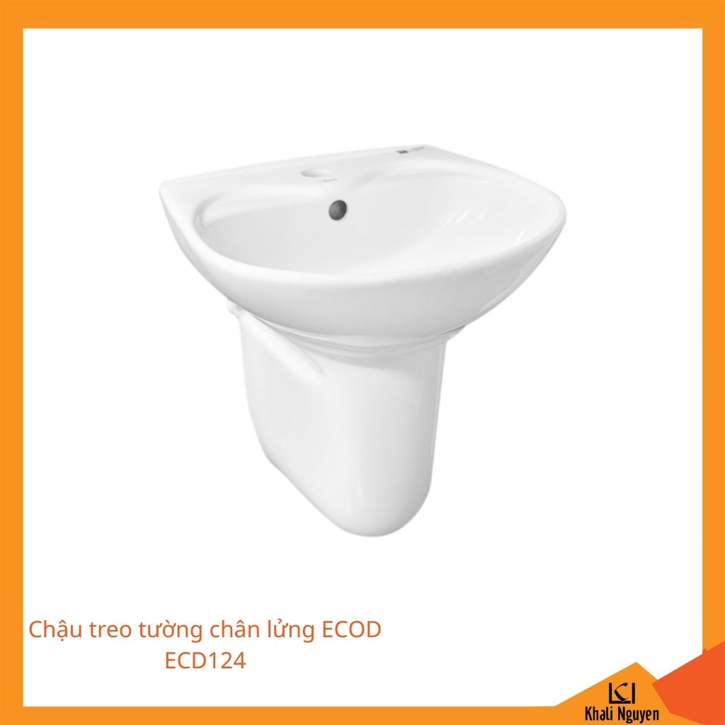 Chậu treo tường chân lửng ECOD ECD124 | Có thoát tràn | Chậu 1 lỗ hoặc 3 lỗ