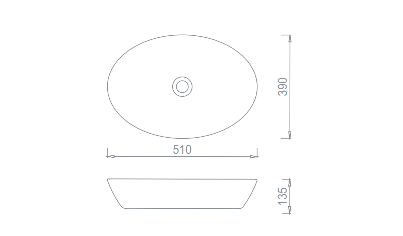Chậu đặt bàn ECOD ECD125 | Kích thước lớn 510 mm | Không thoát tràn