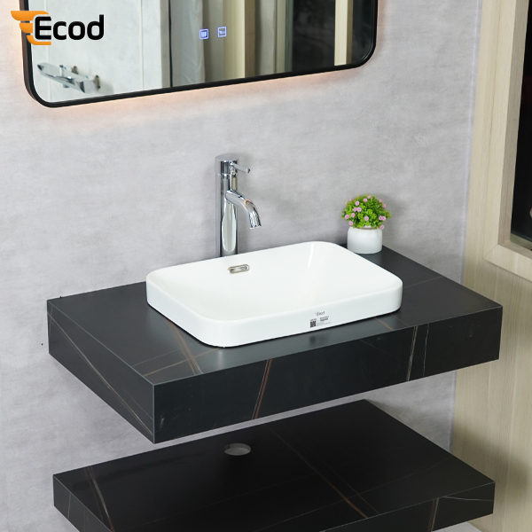 Chậu đặt bàn ECOD ECD128 | Có thoát tràn | Thành chậu thấp hiện đại