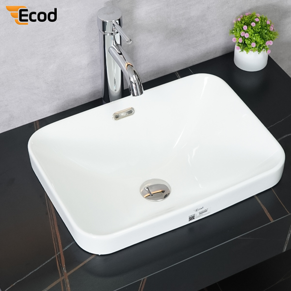 Chậu đặt bàn ECOD ECD128 | Có thoát tràn | Thành chậu thấp hiện đại