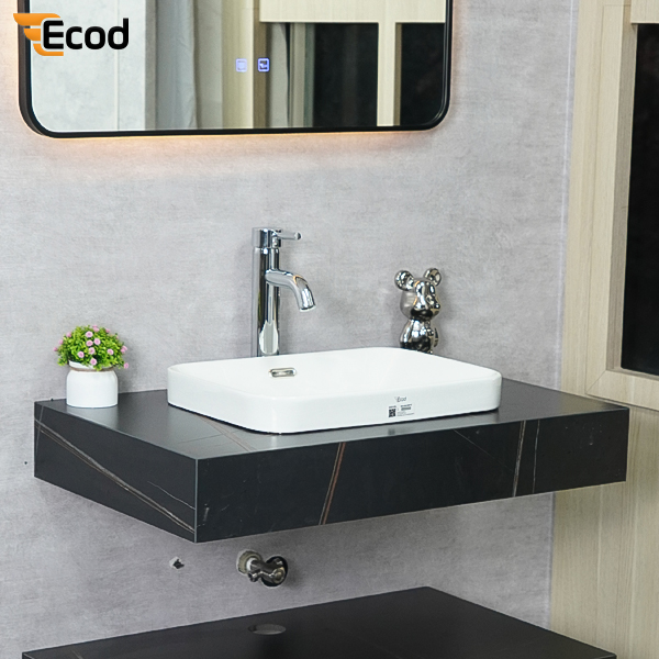 Chậu đặt bàn ECOD ECD128 | Có thoát tràn | Thành chậu thấp hiện đại