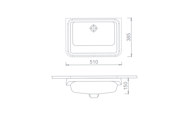 Chậu đặt âm bàn ECOD ECD132 | Có thoát tràn | Đã bao gồm giá đỡ chậu
