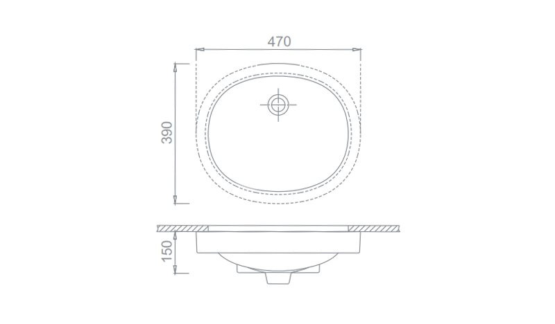 Chậu đặt âm bàn ECOD ECD133 | Có thoát tràn | Đã bao gồm giá đỡ chậu