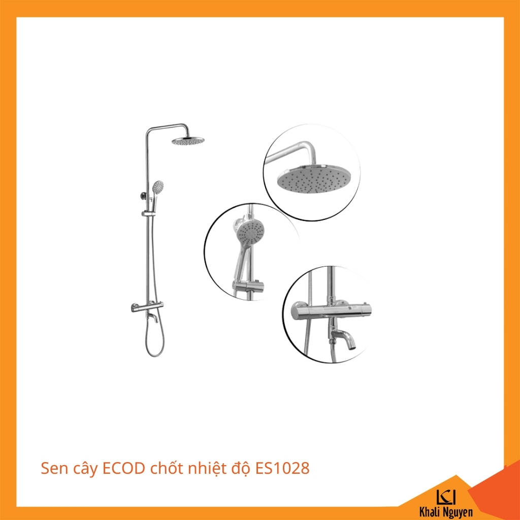 Sen cây ECOD chốt nhiệt độ ES1028 | Van chốt nhiệt ổn định | Tay sen 5 chế độ phun
