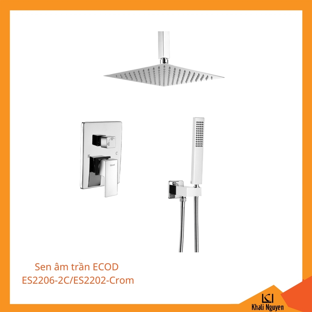 Sen âm trần ECOD ES2206-2C/ES2202 - Crom | Bát sen trần phun mưa | Đồng mạ Crom