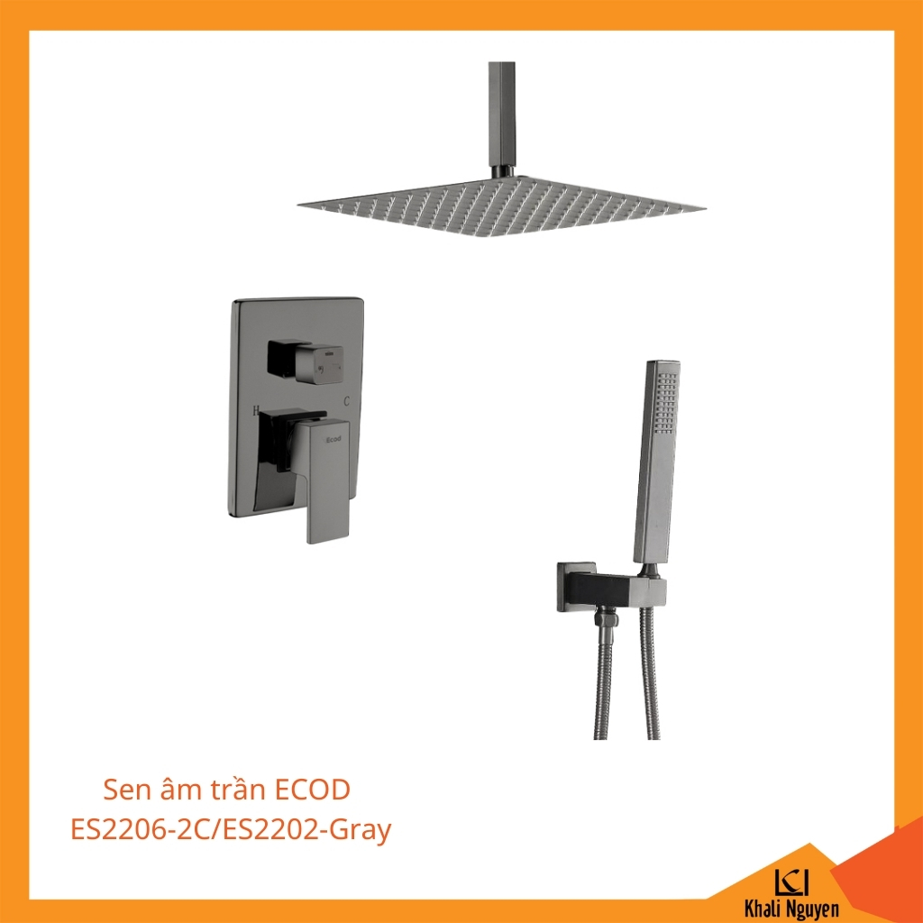 Sen âm trần ECOD ES2206-2C/ES2202 - Gray | Bát sen trần phun mưa | Đồng mạ PVD