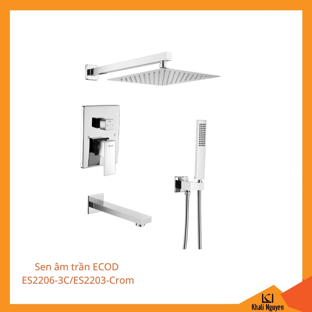 Sen âm tường ECOD ES2206-3C/ES2203 - Crom | Vòi xả bồn | Van điều chỉnh nóng lạnh