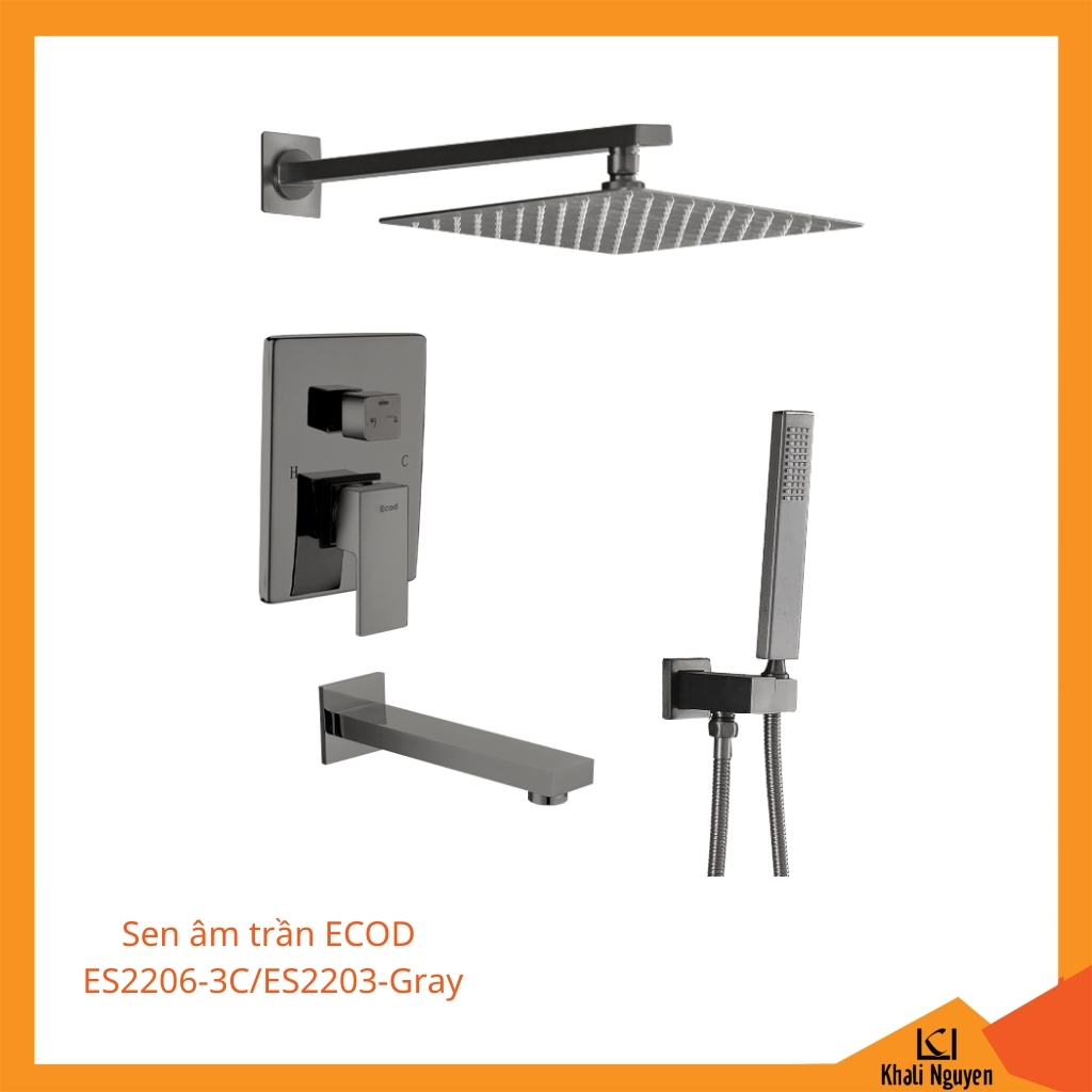 Sen âm tường ECOD ES2206-3C/ES2203 - Gray | Vòi xả bồn | Van điều chỉnh nóng lạnh