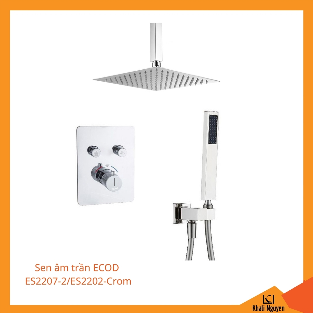 Sen âm trần ECOD ES2207-2/ES2202 - Crom | Bát sen trần phun mưa | Phím bấm chức năng độc lập